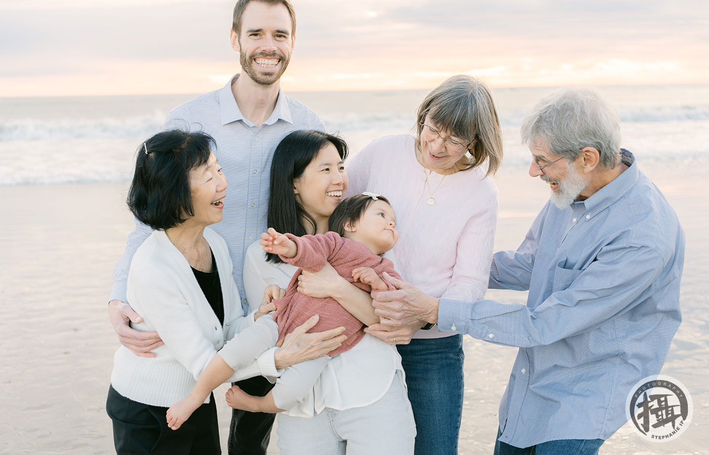 Multigeneration family photo session in Santa Monica beach, celebrating legacy and love with California’s top family photographer.