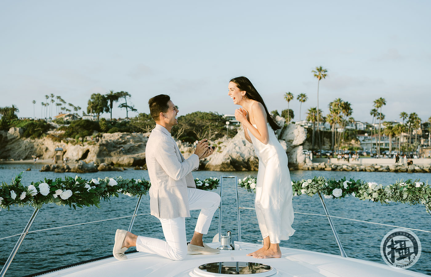 Newport Beach Boat Surprise Proposal and Engagement Photography in Los Angeles California