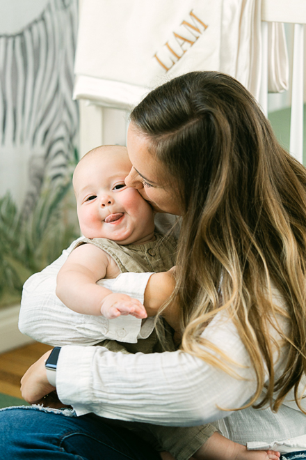 Heartwarming in-home milestone family photoshoot in Los Angeles, capturing genuine laughter and intimate moments with California’s best family photographer.