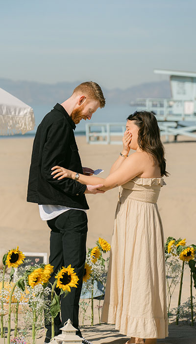Romantic Mid-Day Hermosa Beach Proposal with a Picture-Perfect Picnic Setup