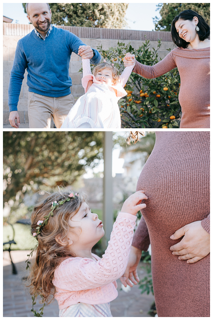 Maternity and family photos session at home in Torrance, Los Angeles, California.