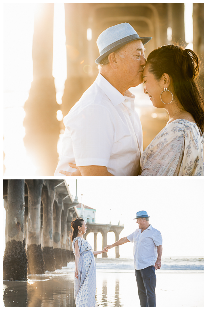 Maternity session at Manhattan Beach Pier, Los Angeles, California.