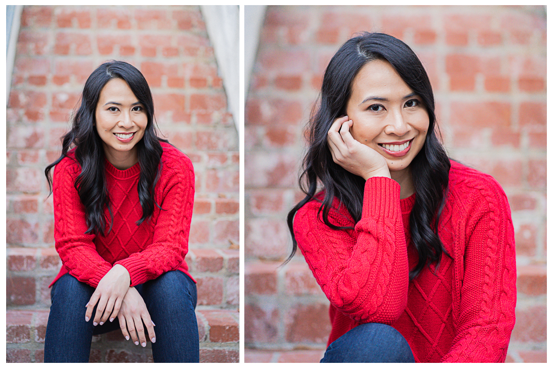 Lifestyle solo portrait session at Malaga Cove Plaza, Palos Verdes, Los Angeles, California.