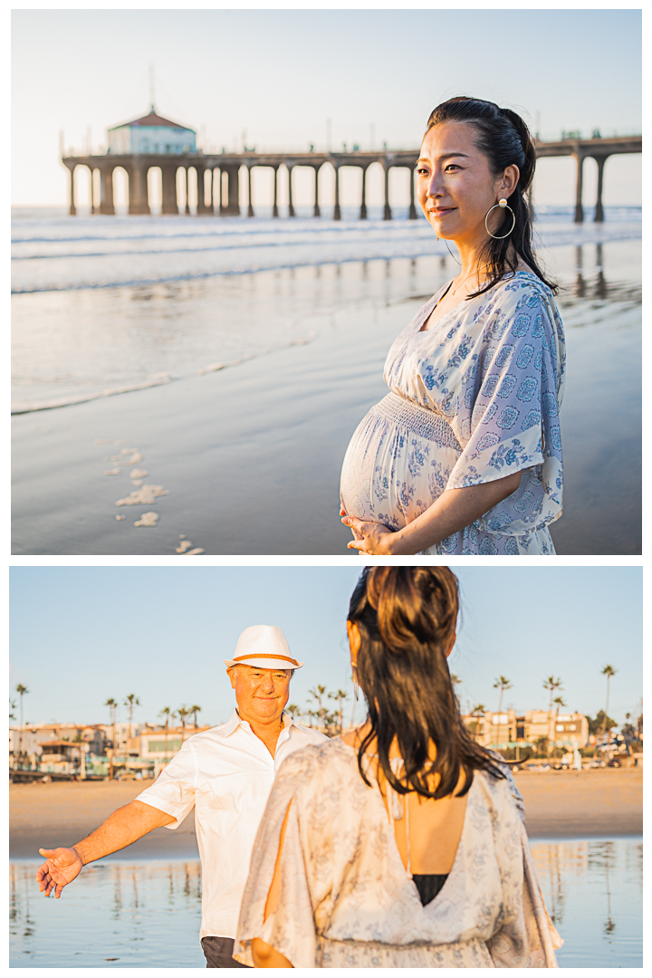 Maternity session at Manhattan Beach Pier, Los Angeles, California.