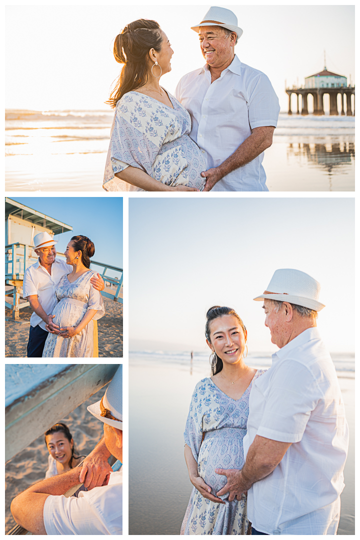 Maternity session at Manhattan Beach Pier, Los Angeles, California.