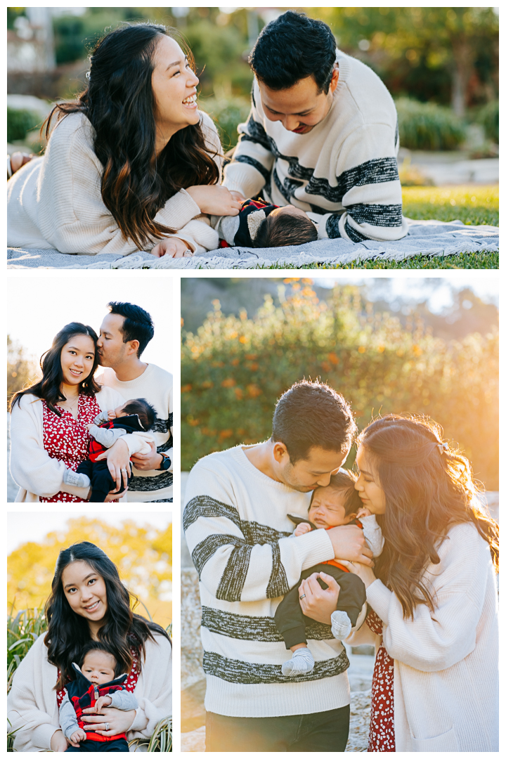 Outdoor family session with newborn in Malaga Cove, Palos Verdes, Los Angeles, California