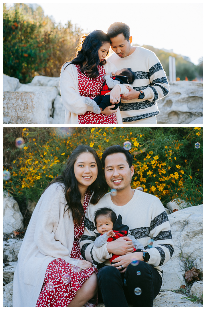 Outdoor family session with newborn in Malaga Cove, Palos Verdes, Los Angeles, California