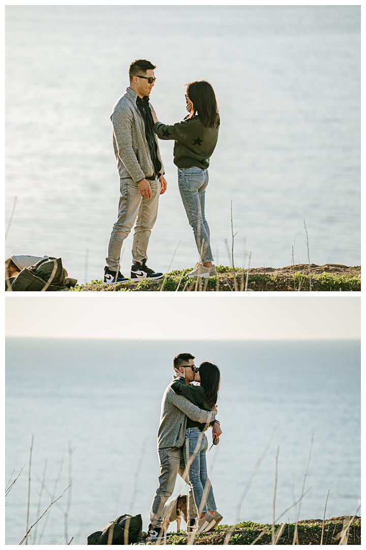 Surprise Proposal and Mini Engagement Photography at PV Secret Cove Lookout  in Palos Verdes Estates, Los Angeles, California