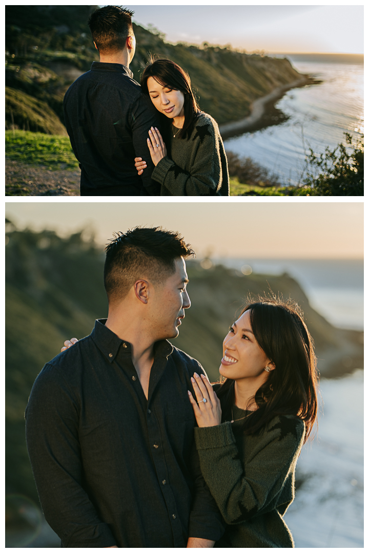 Surprise Proposal and Mini Engagement Photography at PV Secret Cove Lookout  in Palos Verdes Estates, Los Angeles, California