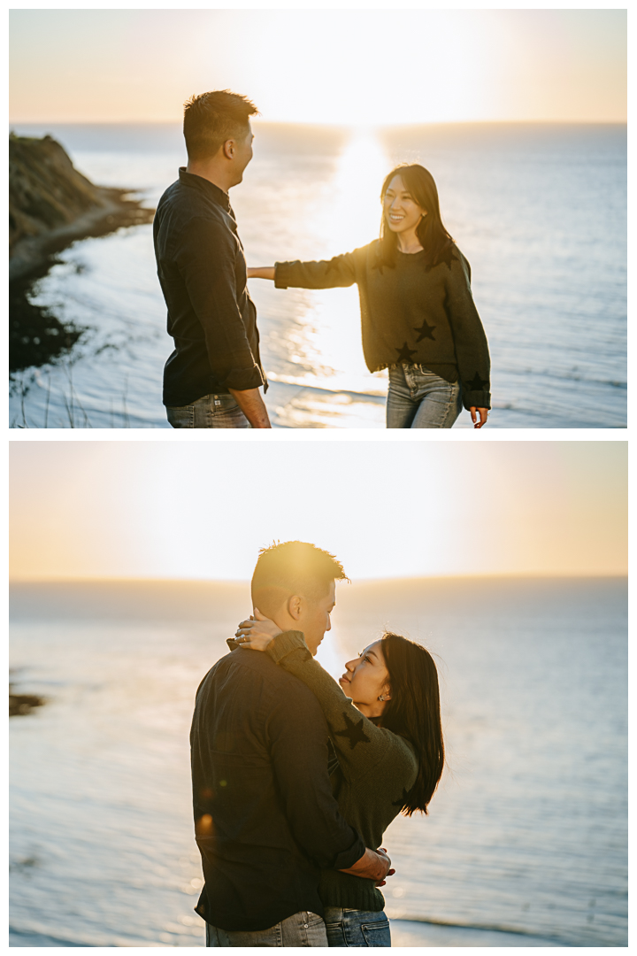 Surprise Proposal and Mini Engagement Photography at PV Secret Cove Lookout  in Palos Verdes Estates, Los Angeles, California