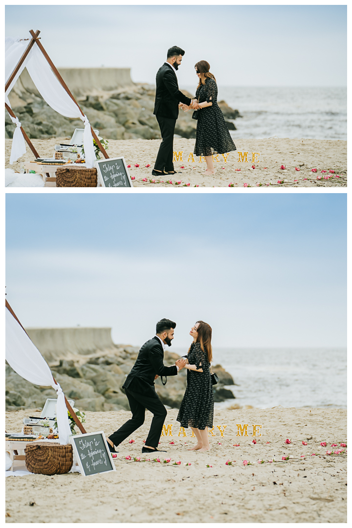 Surprise Proposal and Engagement at Hermosa Beach, Los Angeles, California