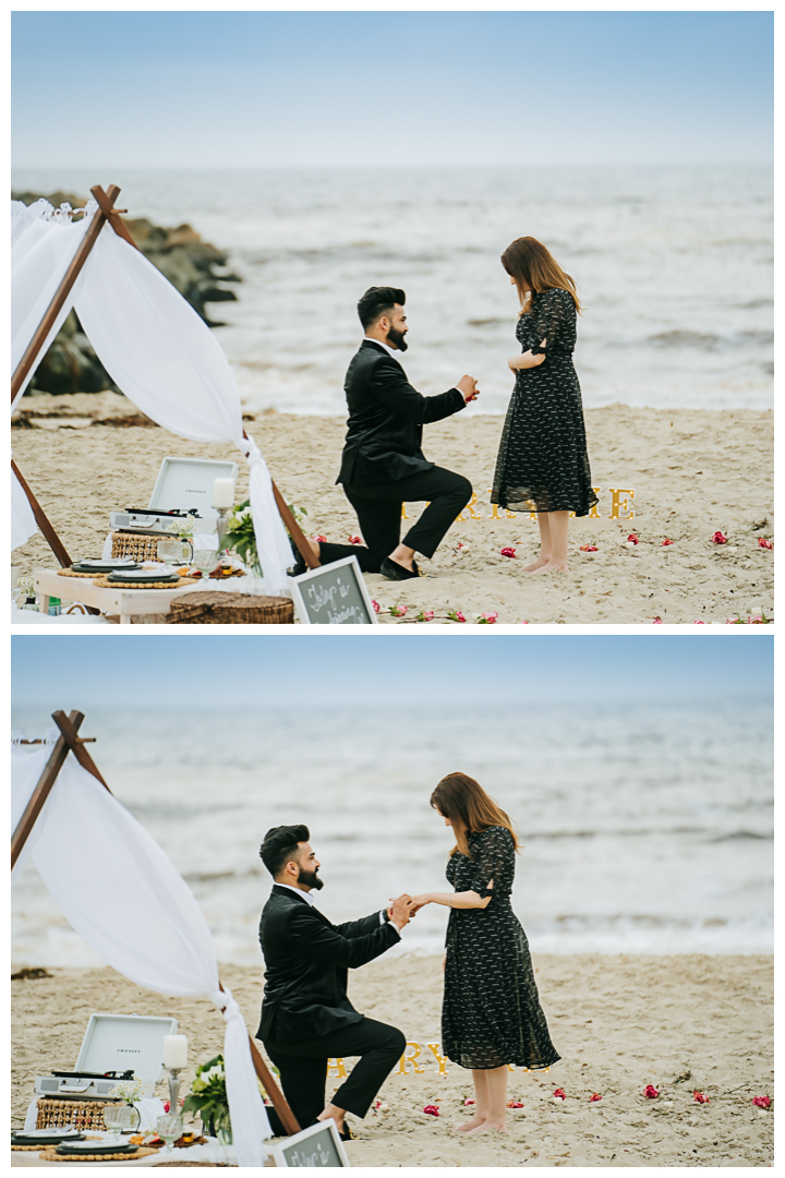 Surprise Proposal and Engagement at Hermosa Beach, Los Angeles, California