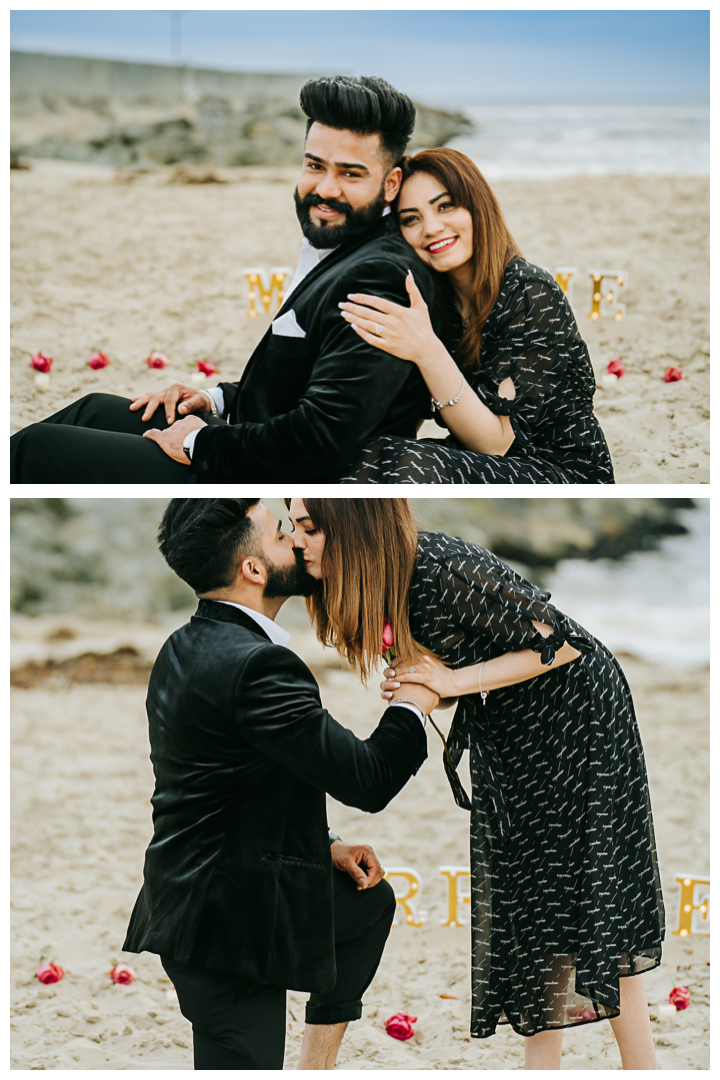 Surprise Proposal and Engagement at Hermosa Beach, Los Angeles, California