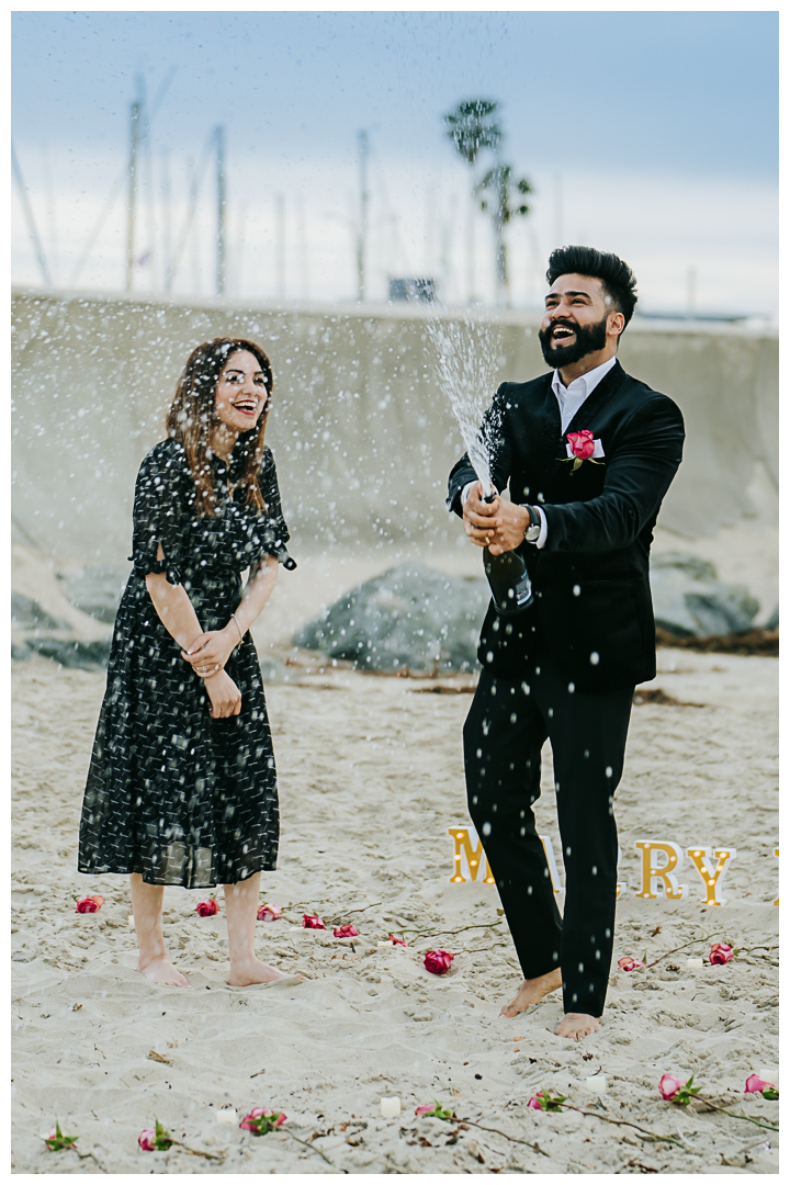 Surprise Proposal and Engagement at Hermosa Beach, Los Angeles, California