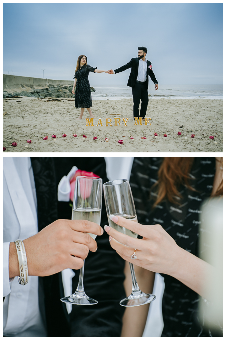 Surprise Proposal and Engagement at Hermosa Beach, Los Angeles, California