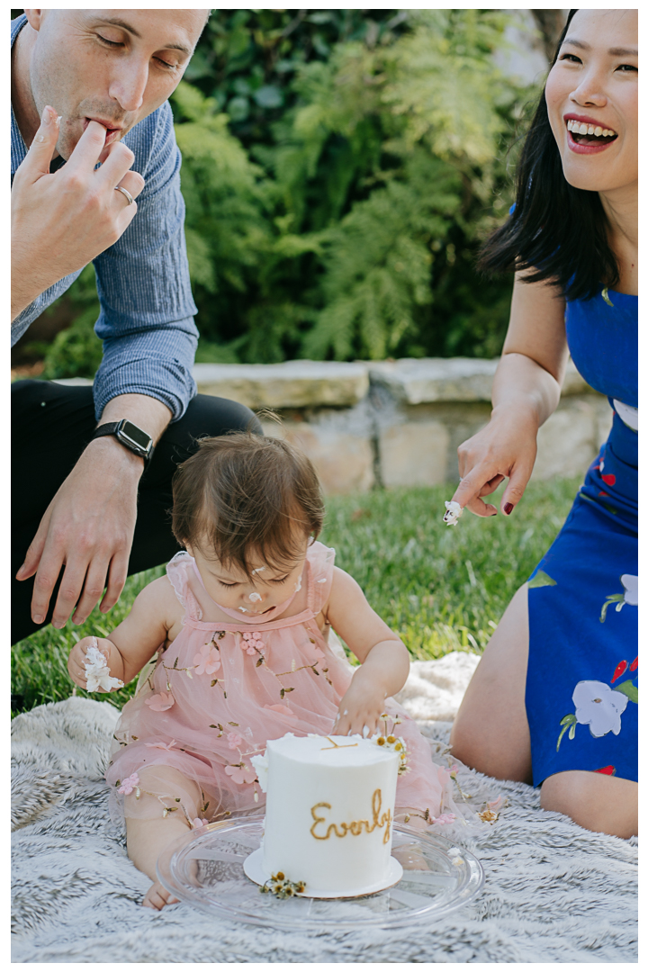 First Birthday Zhua Zhou and Cake Smash at home party in Huntington Beach, Orange, California