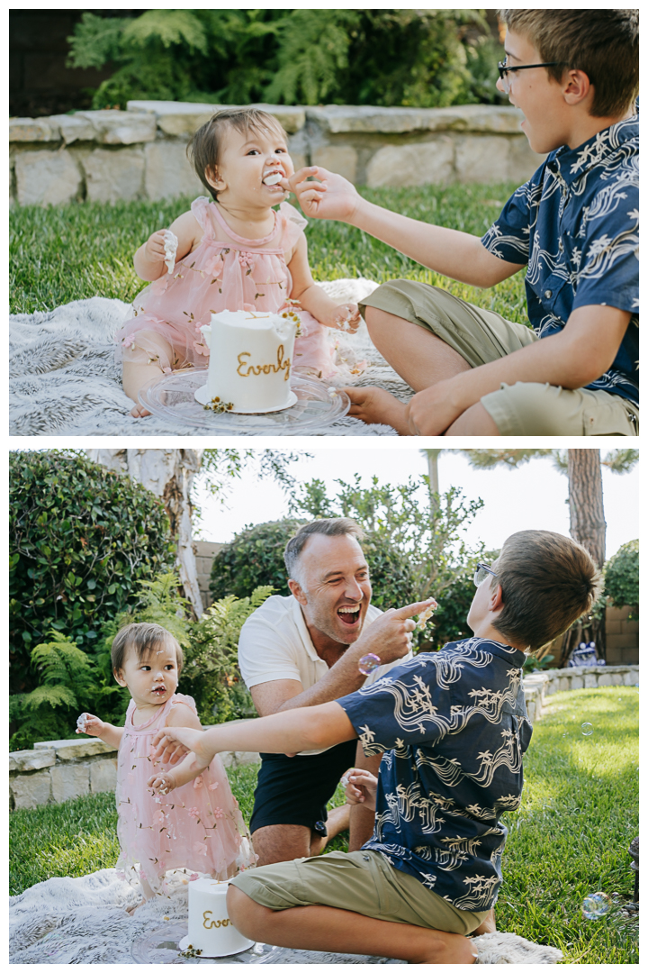 First Birthday Zhua Zhou and Cake Smash at home party in Huntington Beach, Orange, California