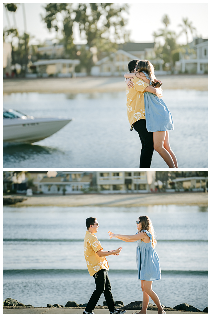 Surprise Proposal and Mini Engagement at Marine Stadium in Long Beach, California