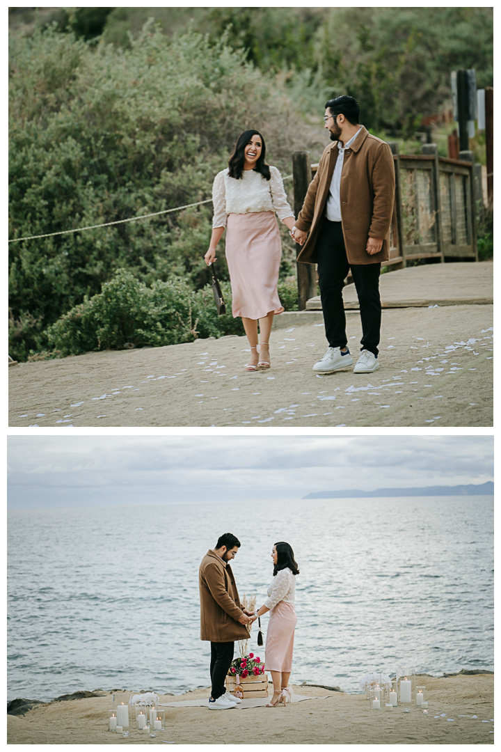 Surprise Proposal and Mini Engagement at Terranea Beach in Palos Verdes, Los Angeles, California