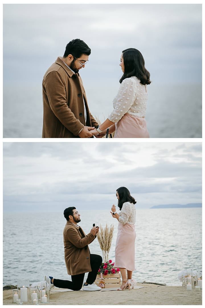 Surprise Proposal and Mini Engagement at Terranea Beach in Palos Verdes, Los Angeles, California