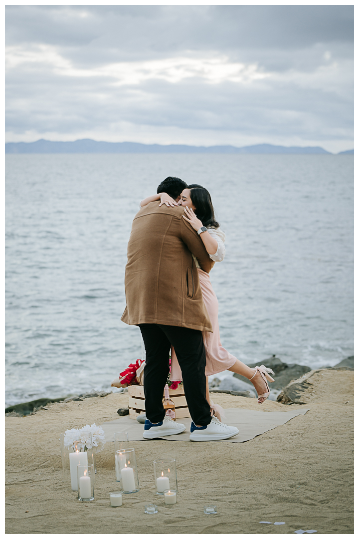 Surprise Proposal and Mini Engagement at Terranea Beach in Palos Verdes, Los Angeles, California