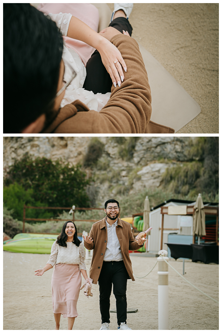 Surprise Proposal and Mini Engagement at Terranea Beach in Palos Verdes, Los Angeles, California