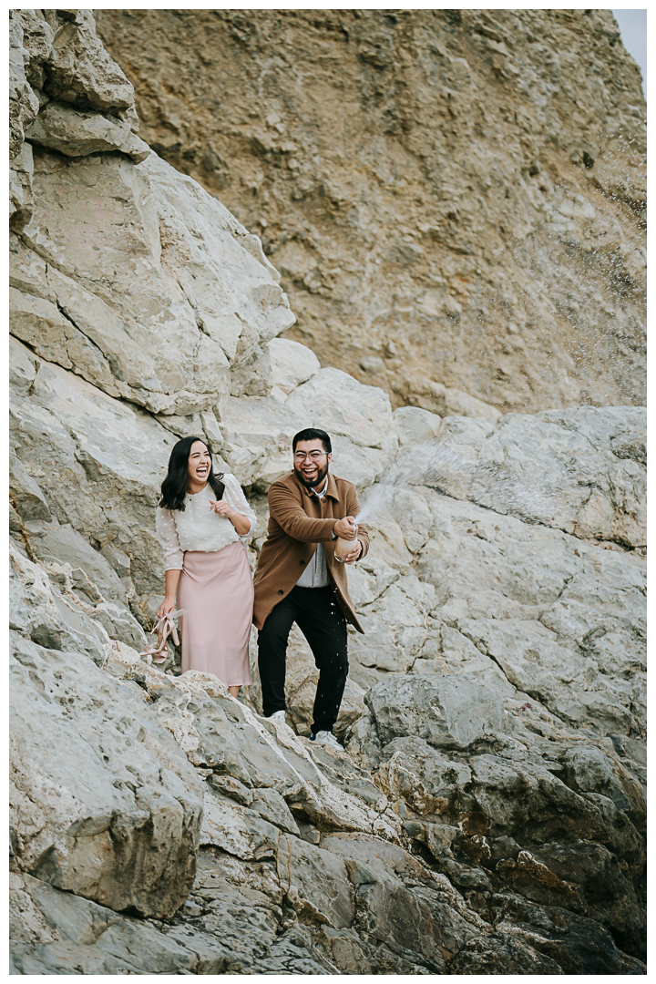 Surprise Proposal and Mini Engagement at Terranea Beach in Palos Verdes, Los Angeles, California