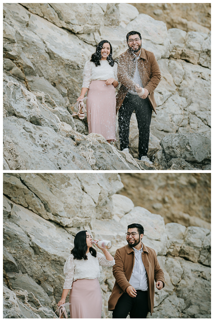 Surprise Proposal and Mini Engagement at Terranea Beach in Palos Verdes, Los Angeles, California