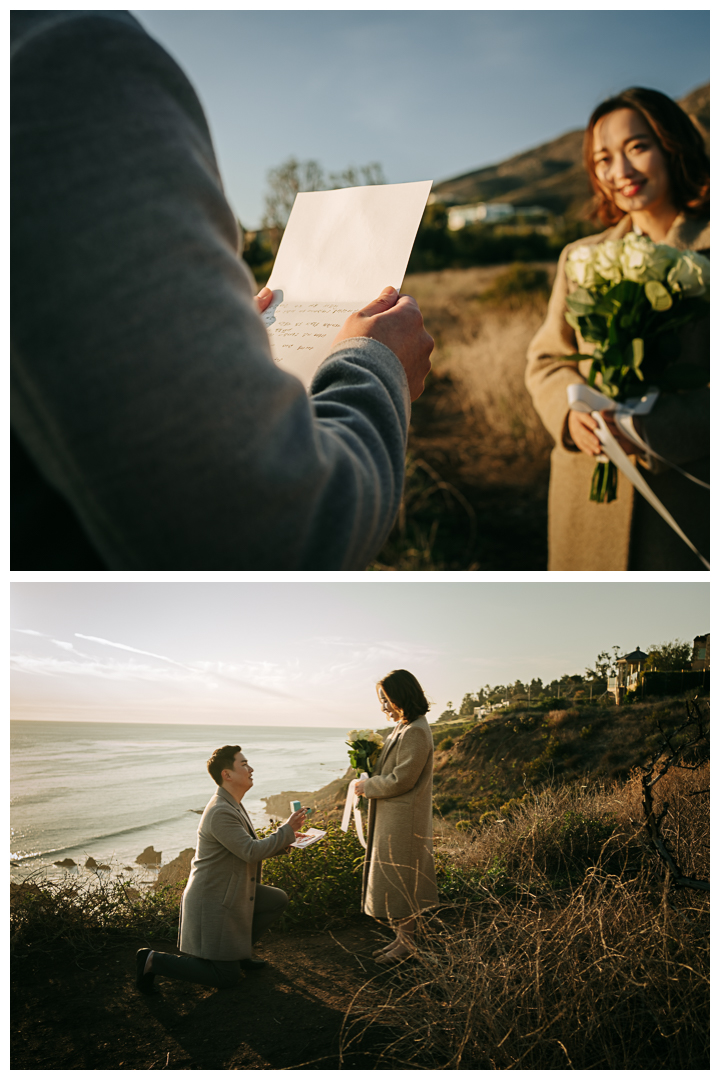 Proposal and Engagement at El Matador Beach in Malibu, Los Angeles, California