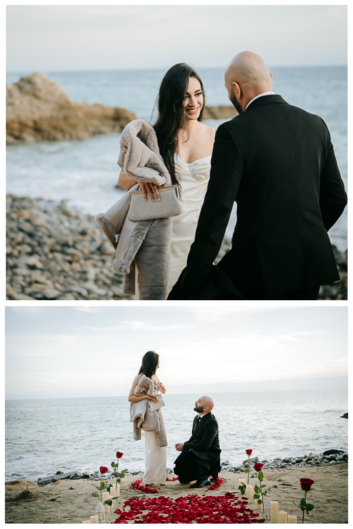 Surprise Proposal and Engagement session at Terranea Beach in Palos Verdes, Los Angeles, California