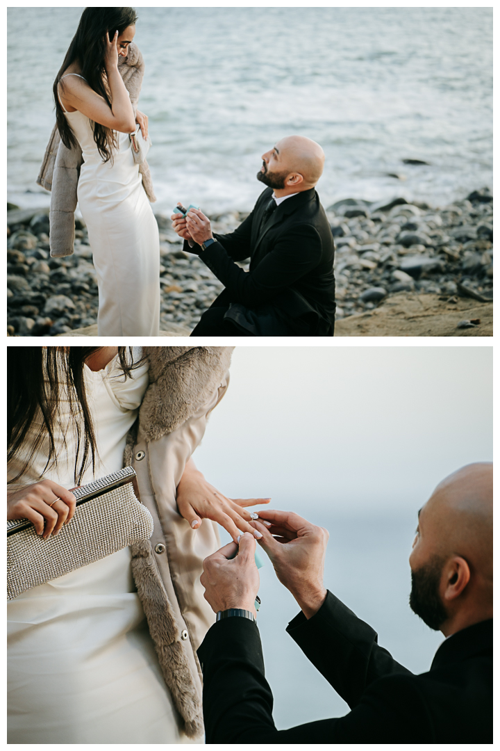 Surprise Proposal and Engagement session at Terranea Beach in Palos Verdes, Los Angeles, California