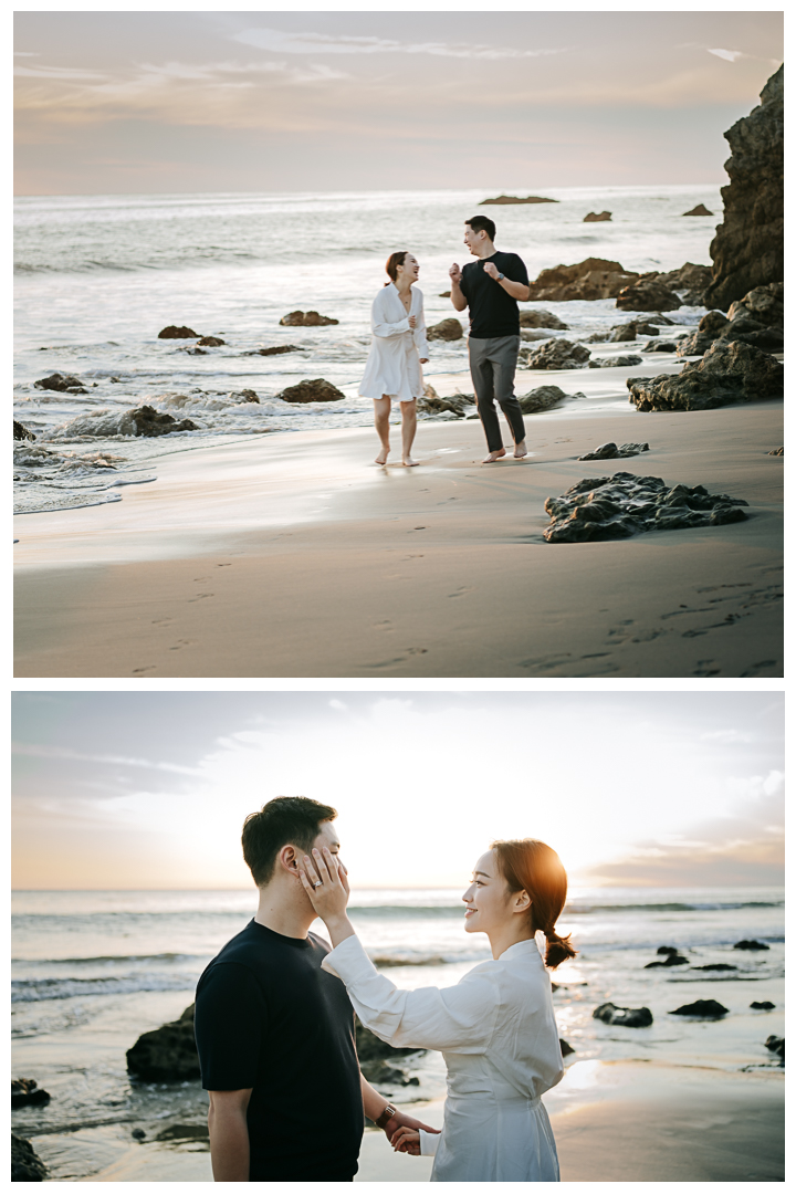 Proposal and Engagement at El Matador Beach in Malibu, Los Angeles, California