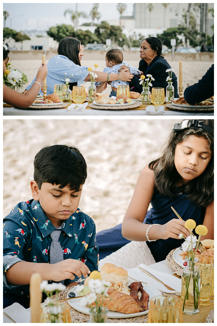 Family Picnic by the beach in Hermosa Beach, Los Angeles, California