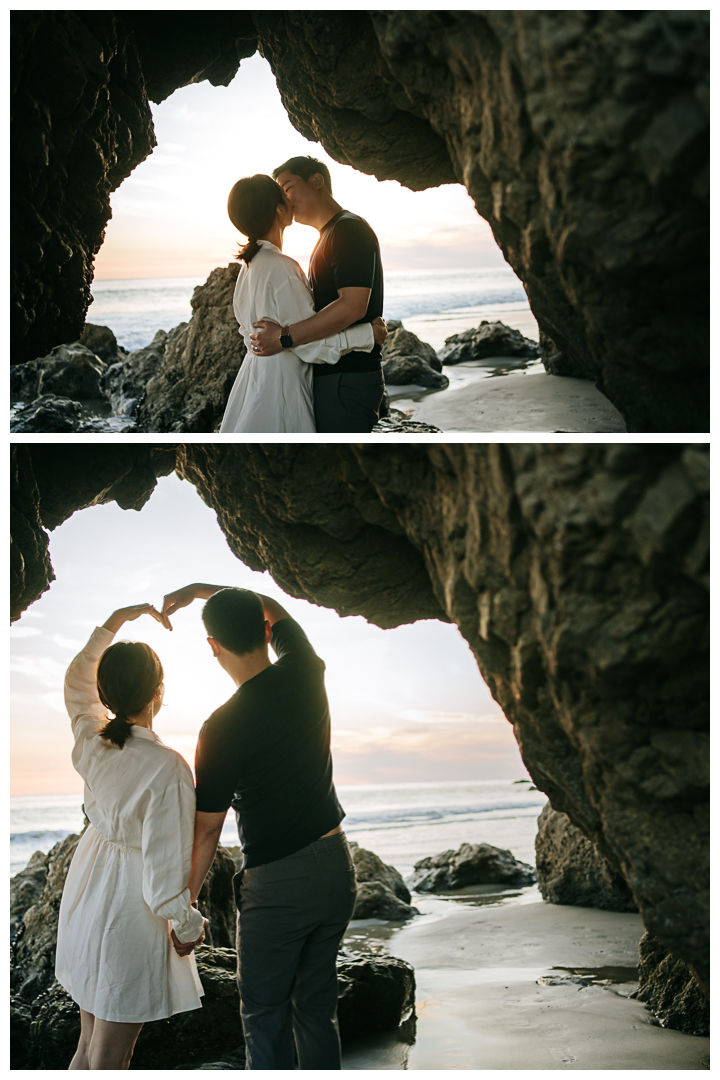 Proposal and Engagement at El Matador Beach in Malibu, Los Angeles, California