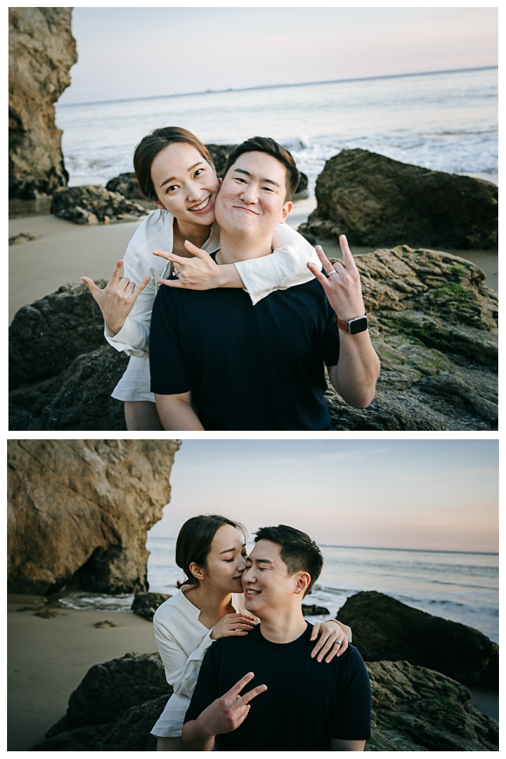 Proposal and Engagement at El Matador Beach in Malibu, Los Angeles, California