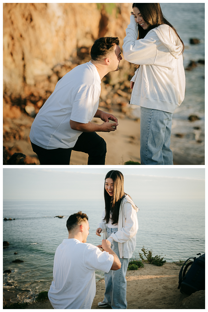 Surprise Proposal at Point Dume in Malibu, Los Angeles, California 