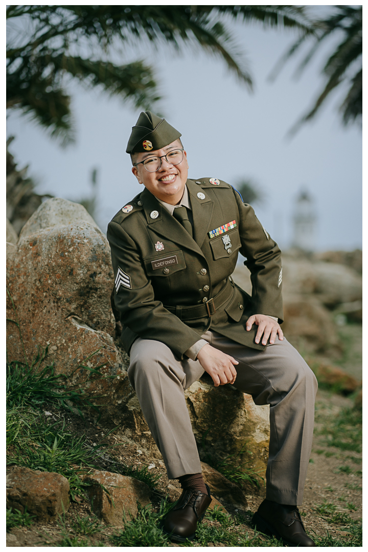 Lifestyle Portraits with AGSU US Army Uniform at Point Vicente Interpretive Center in Palos Verdes, California