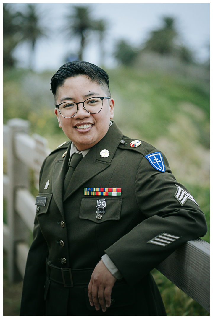 Lifestyle Portraits with AGSU US Army Uniform at Point Vicente Interpretive Center in Palos Verdes, California