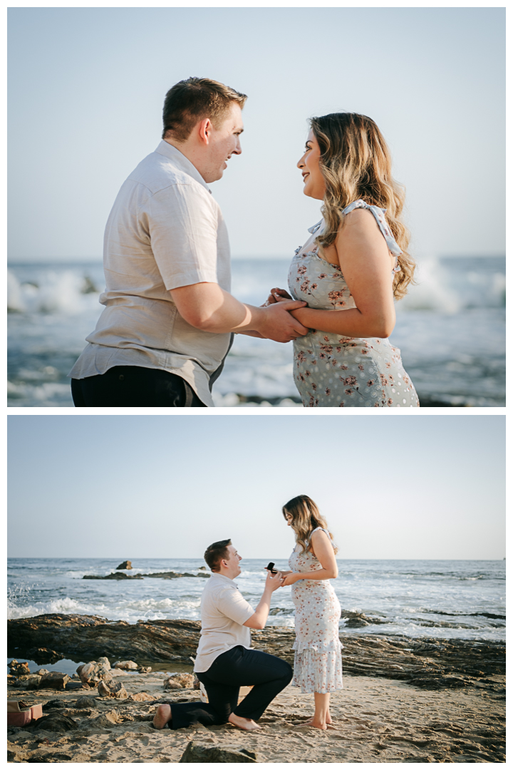 Surprise Proposal at Little Corona Del Mar Beach in Newport Beach, Orange County, California