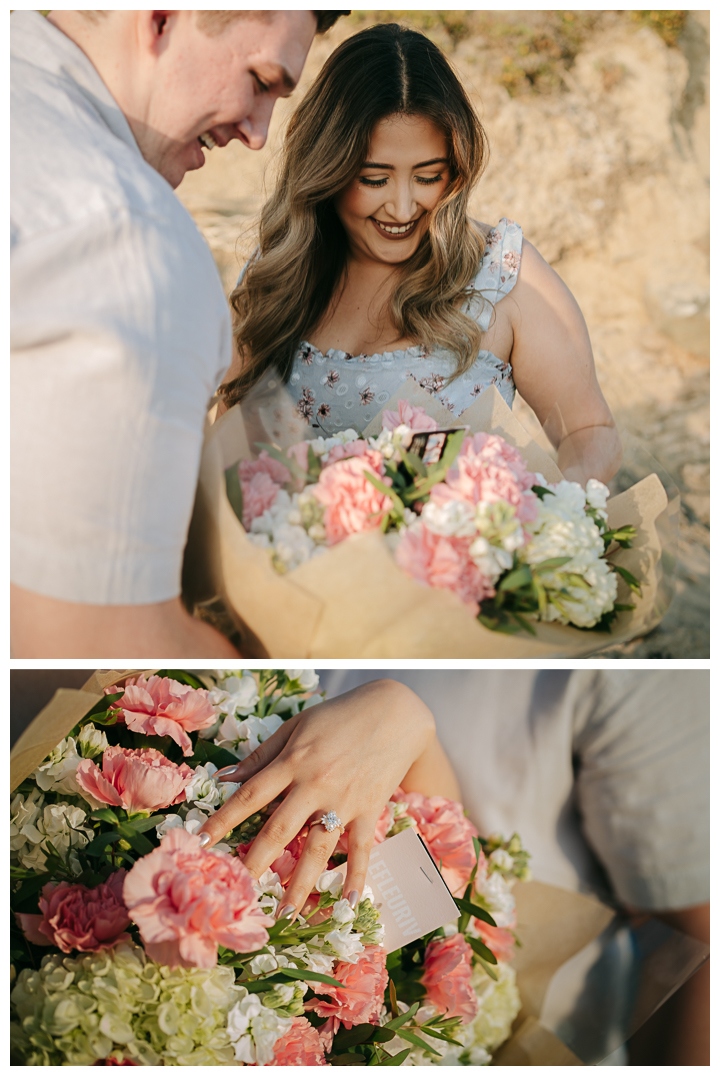 Surprise Proposal at Little Corona Del Mar Beach in Newport Beach, Orange County, California