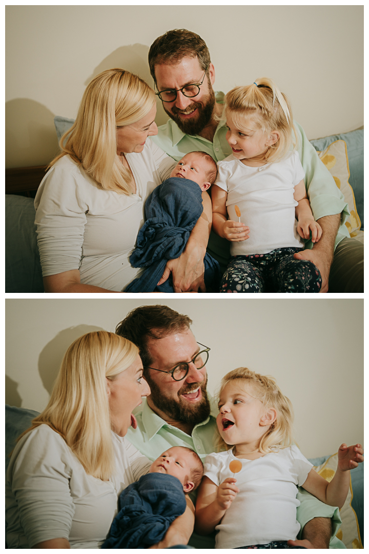 Newborn Family Photos at home and South Coast Botanic Garden in Palos Verdes, Los Angeles, California