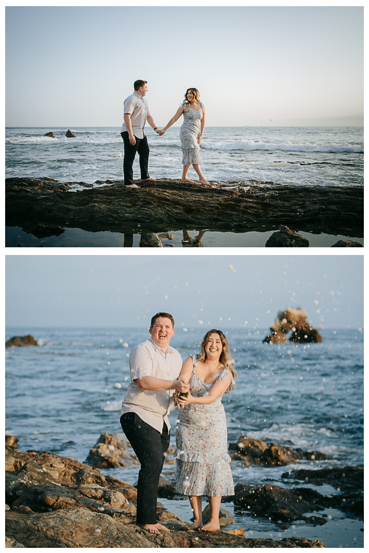 Surprise Proposal at Little Corona Del Mar Beach in Newport Beach, Orange County, California