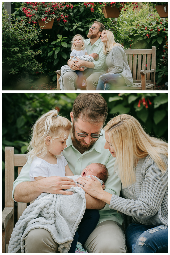 Newborn Family Photos at home and South Coast Botanic Garden in Palos Verdes, Los Angeles, California