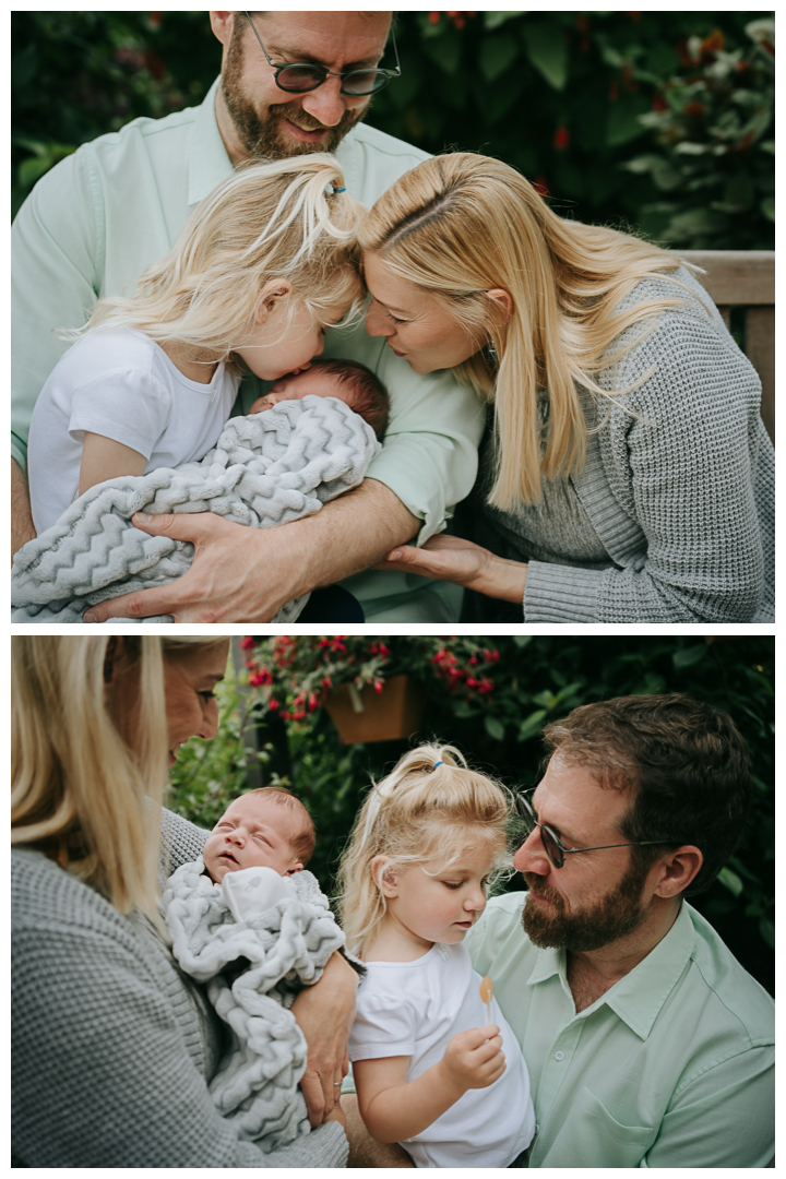 Newborn Family Photos at home and South Coast Botanic Garden in Palos Verdes, Los Angeles, California