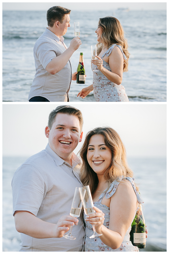 Surprise Proposal at Little Corona Del Mar Beach in Newport Beach, Orange County, California