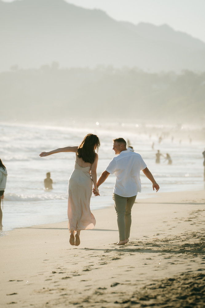 Surprise Proposal and Mini Engagement at Santa Monica Beach, Los Angeles, California