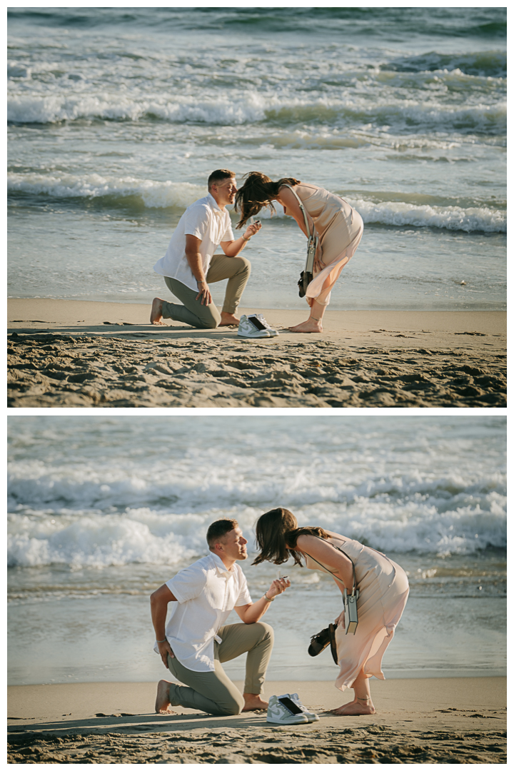 Surprise Proposal and Mini Engagement at Santa Monica Beach, Los Angeles, California