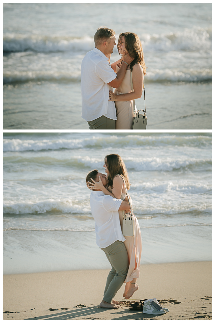 Surprise Proposal and Mini Engagement at Santa Monica Beach, Los Angeles, California