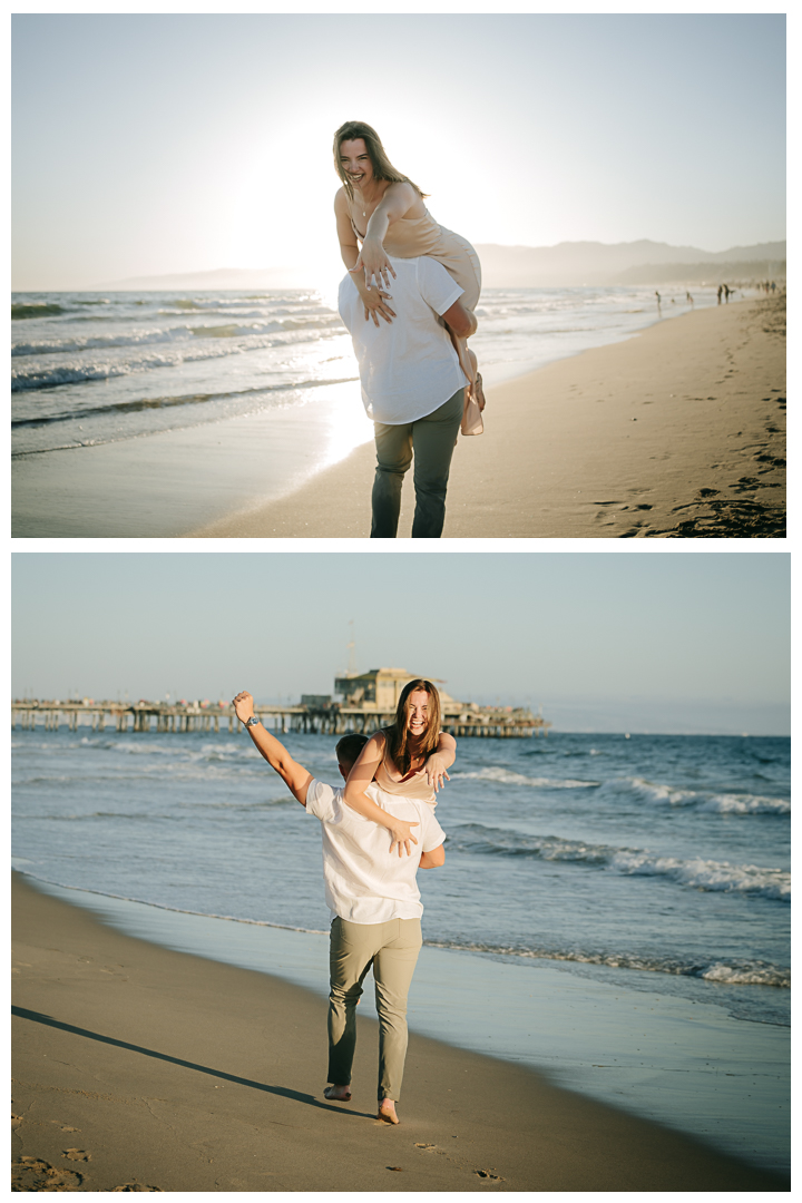 Surprise Proposal and Mini Engagement at Santa Monica Beach, Los Angeles, California