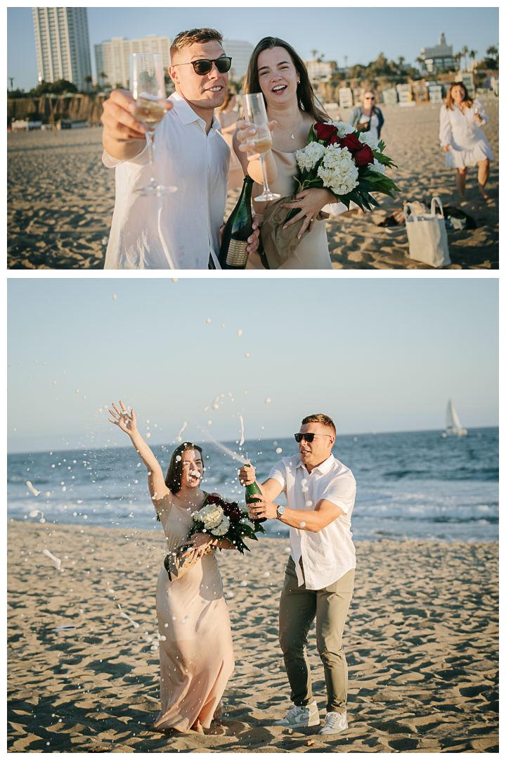 Surprise Proposal and Mini Engagement at Santa Monica Beach, Los Angeles, California